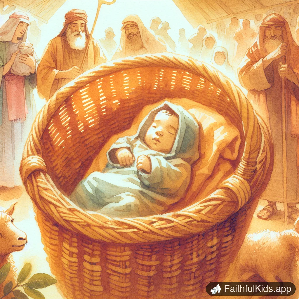 A Baby in a Basket for Kids: Bible Story Explained Simply - Key Moment Illustration