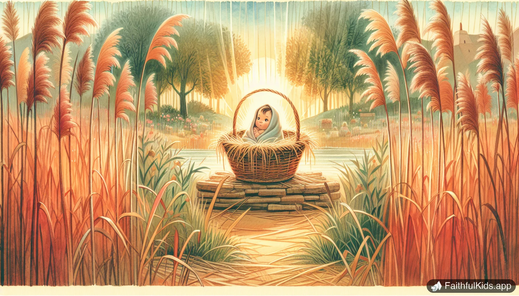 A Baby in a Basket for Kids: Bible Story Explained Simply - Bible Story Illustration