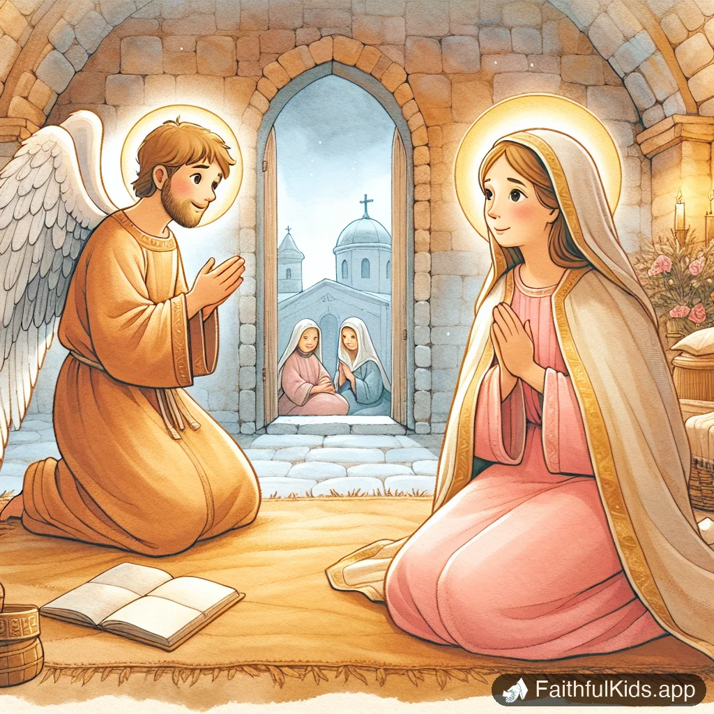 Illustration from An Angel Visits Mary for Kids: Bible Story Explained Simply