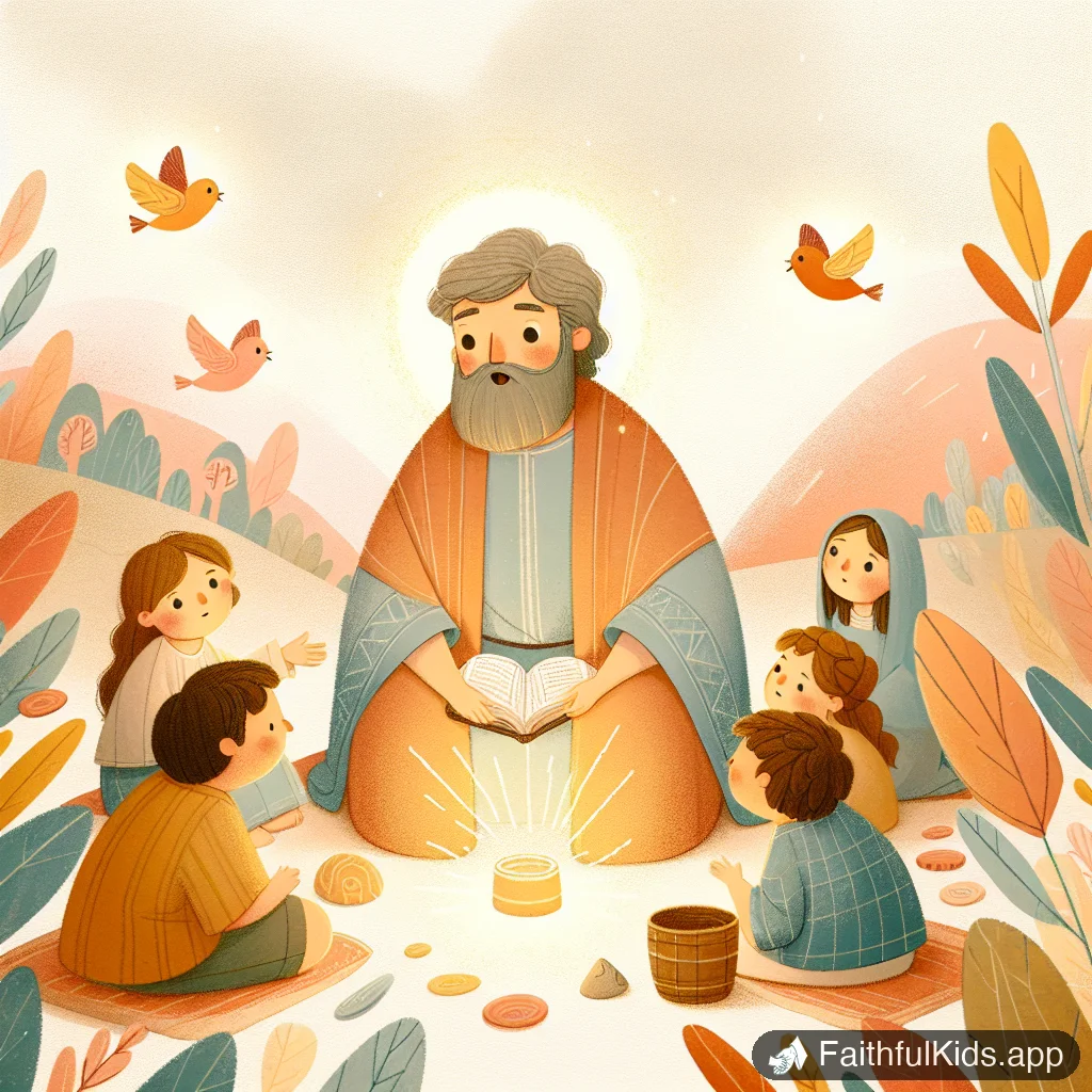 Ananias and Sapphira for Kids: Bible Story Explained Simply - Key Moment Illustration