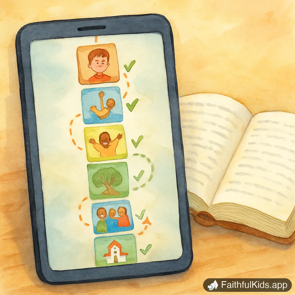 Bible Apps That Take Kids Through the Whole Bible in Order, Genesis to Revelation (Not Just the Famous Stories) - Key Moment Illustration
