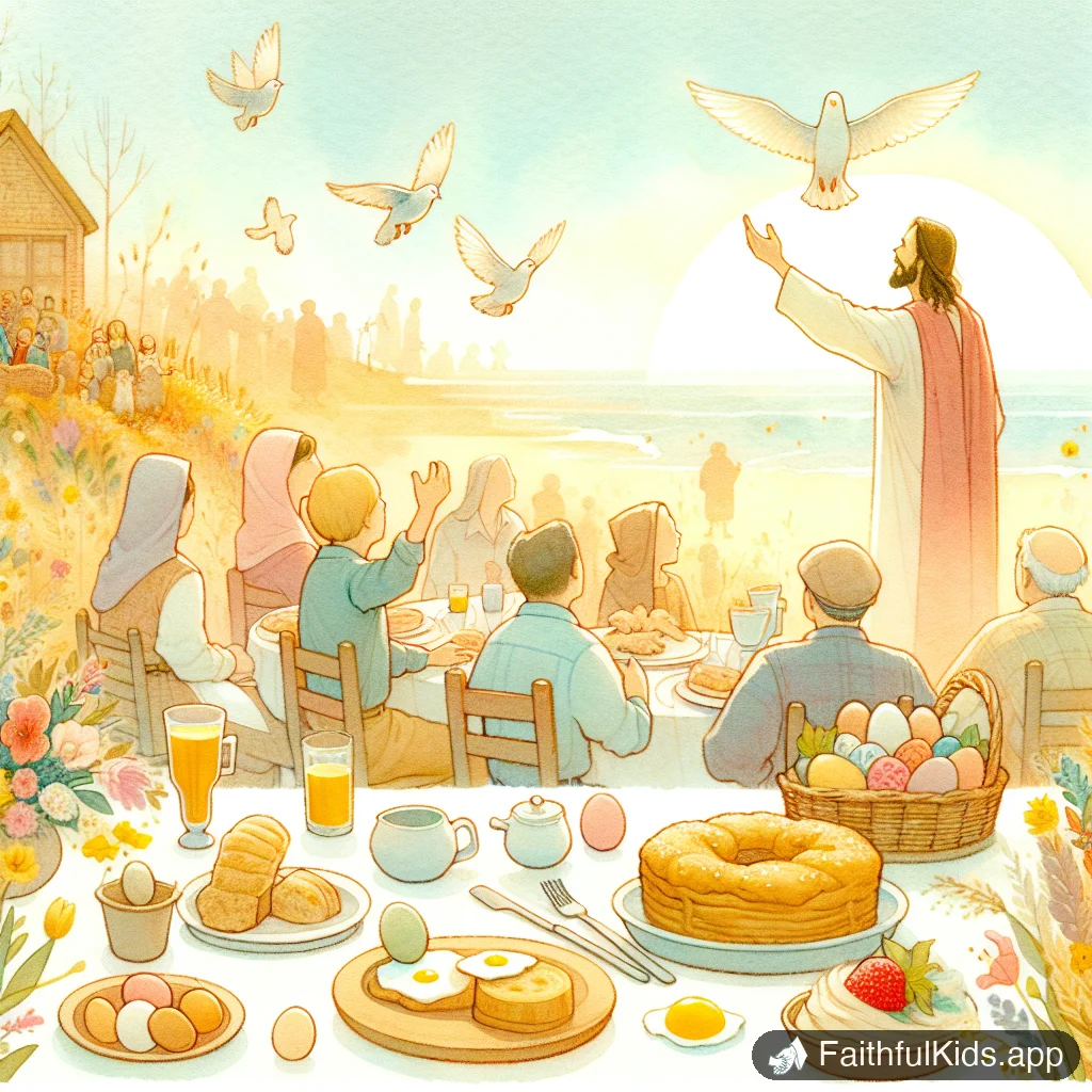 Breakfast on the Beach for Kids: Bible Story Explained Simply - Key Moment Illustration