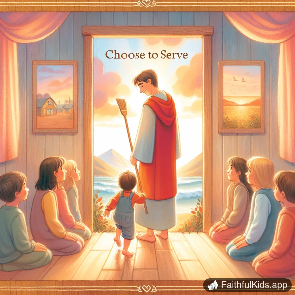 Choosing to Serve for Kids: Bible Story Explained Simply - Key Moment Illustration