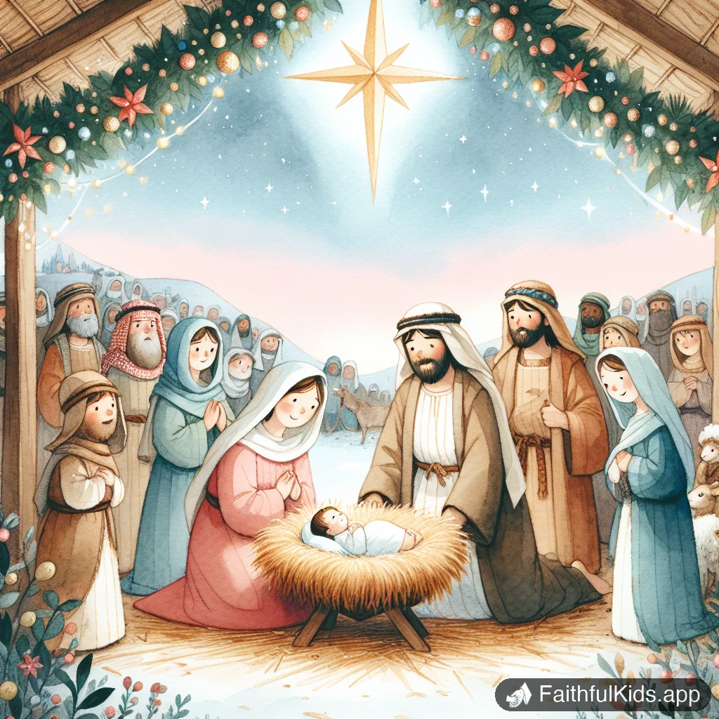 The Christmas Story for Kids: 10 Bible Stories About the Birth of Jesus - Key Moment Illustration