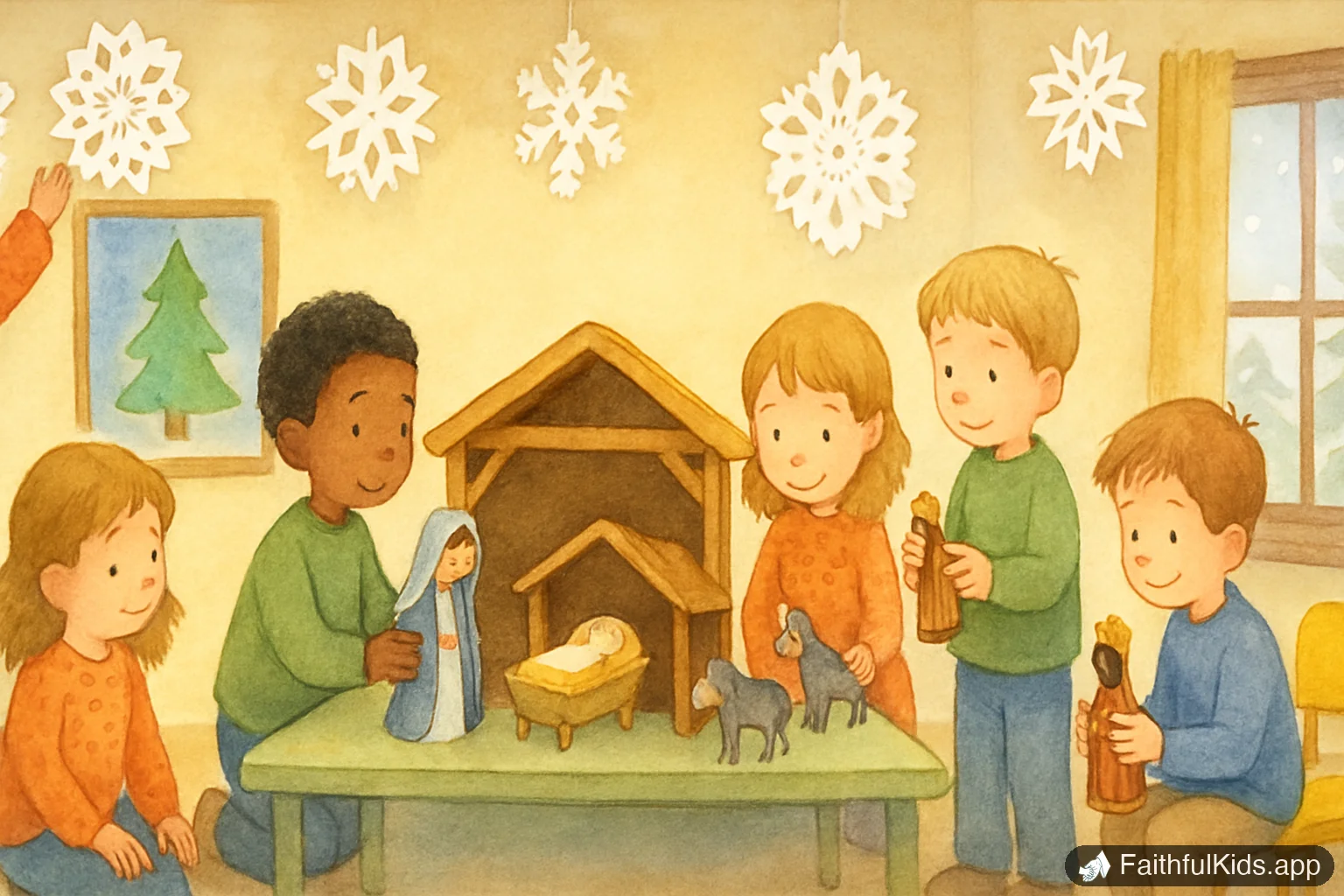 6 Christmas Sunday School Lessons for December - Bible Story Illustration