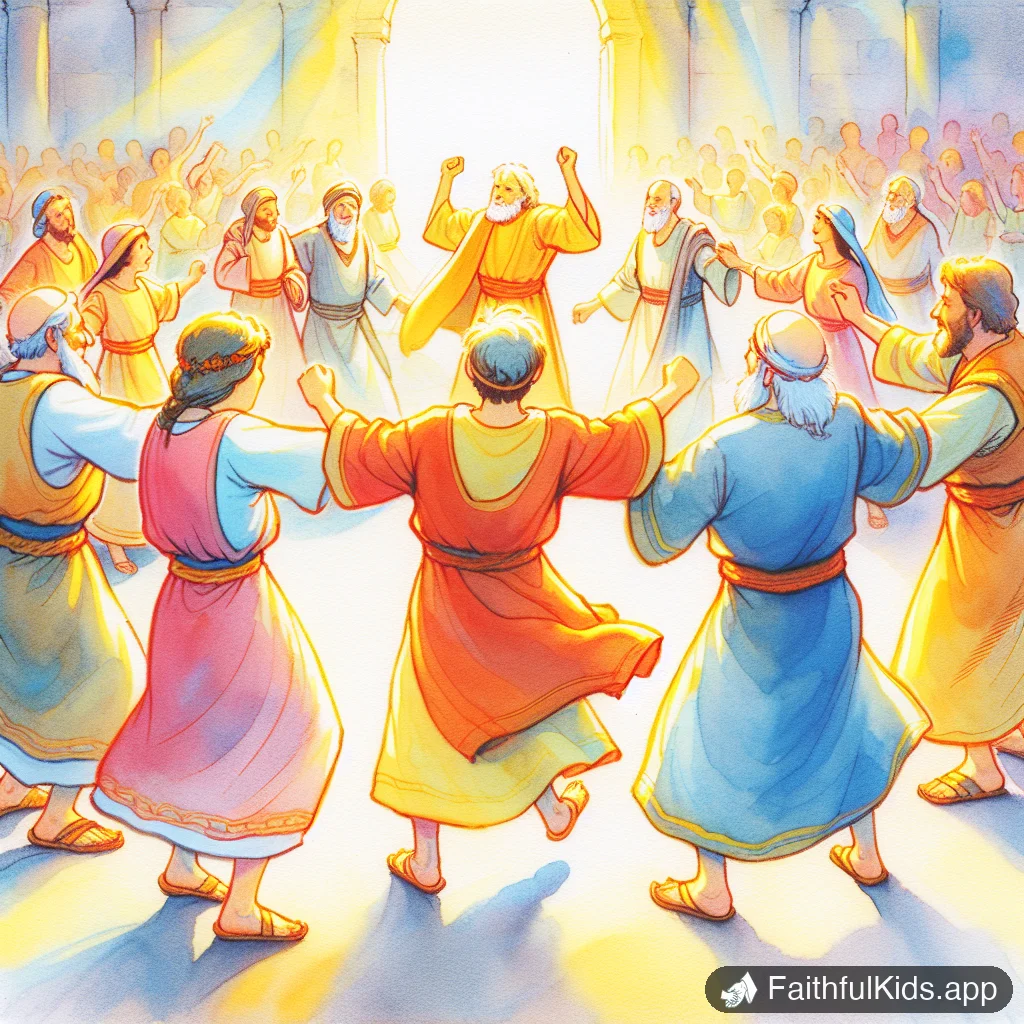 Dancing Before the Lord for Kids: Bible Story Explained Simply - Key Moment Illustration