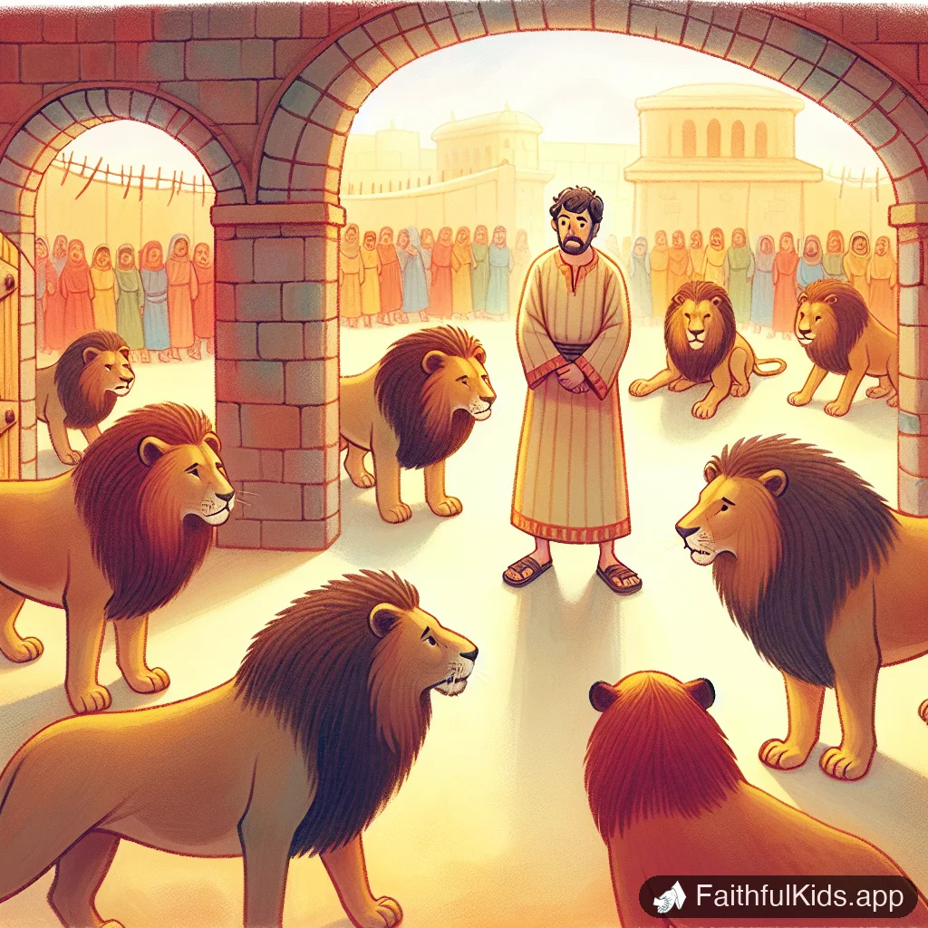 Daniel in the Lions Den for Kids: Bible Story Explained Simply - Key Moment Illustration