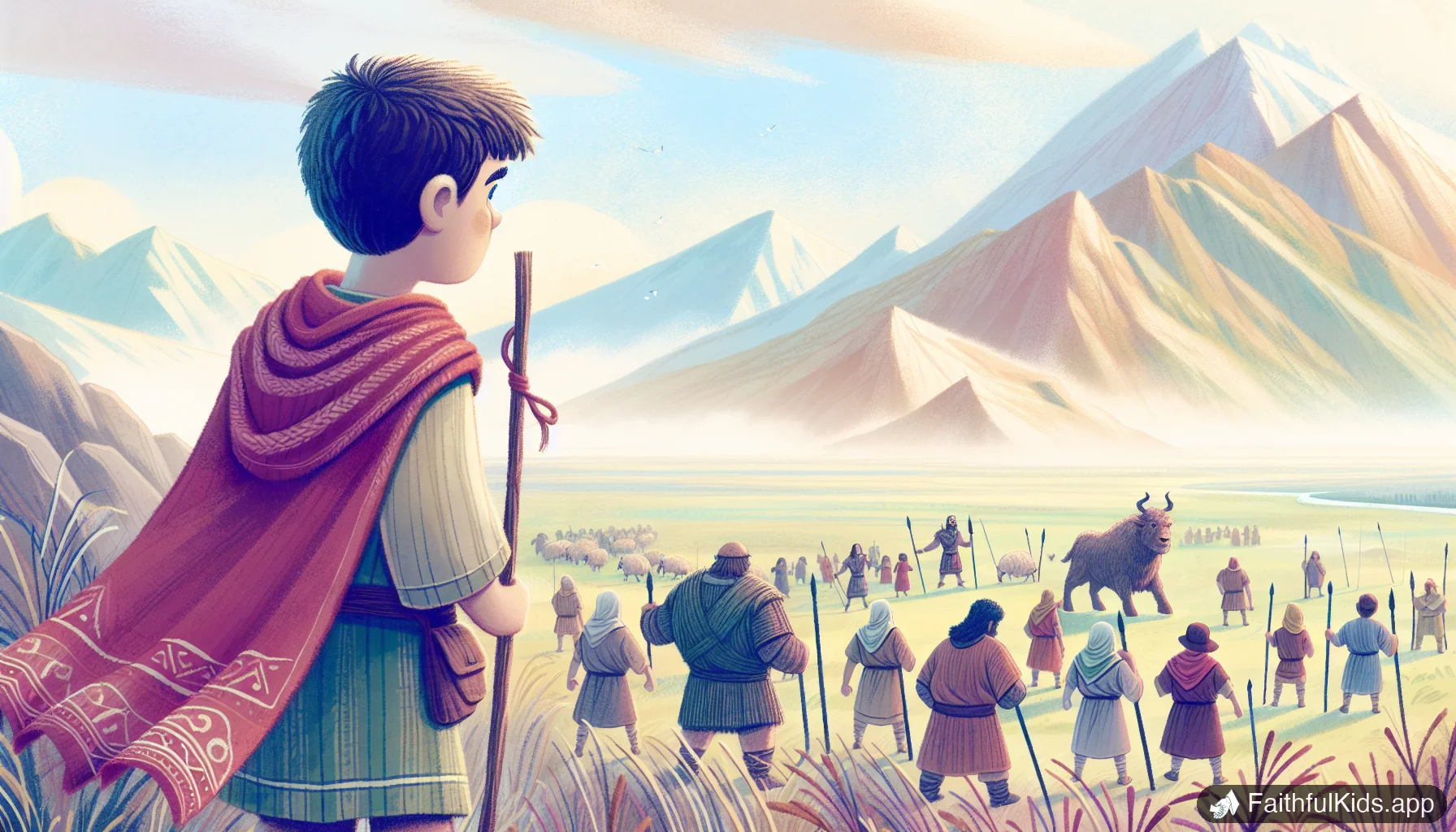 David and Goliath for Kids: Bible Story Explained Simply - Bible Story Illustration