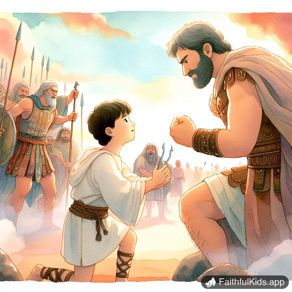 David Spares His Enemy for Kids: Bible Story Explained Simply - Key Moment Illustration