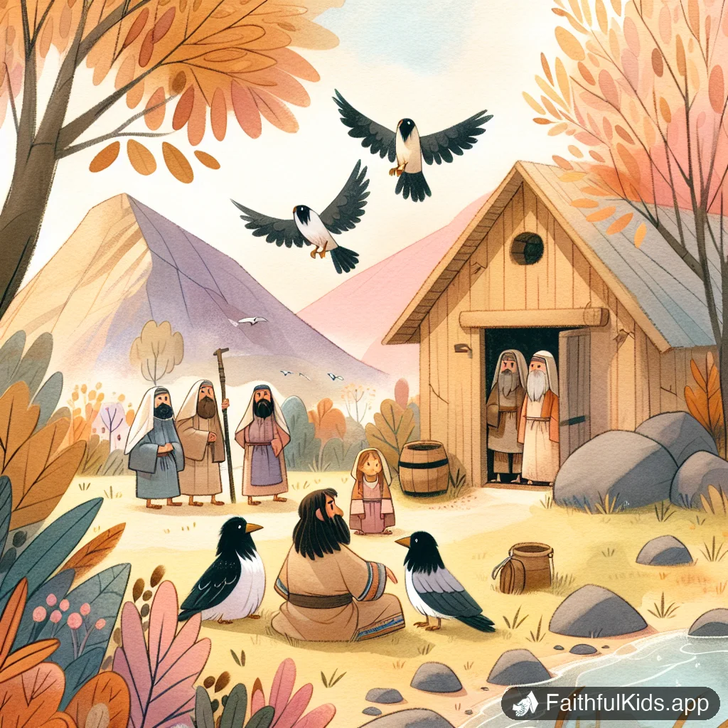 Illustration from Elijah and the Ravens for Kids: Bible Story Explained Simply