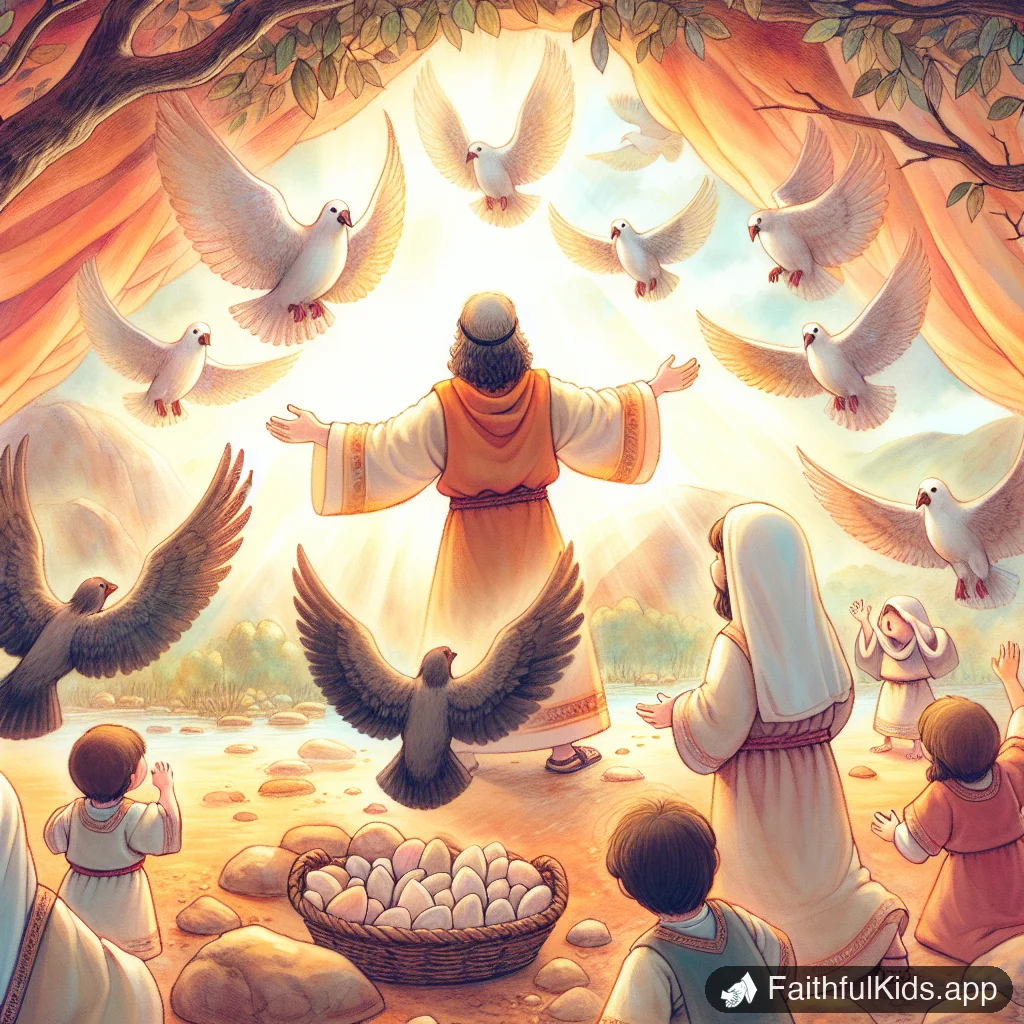 Elijah and the Ravens for Kids: Bible Story Explained Simply - Key Moment Illustration