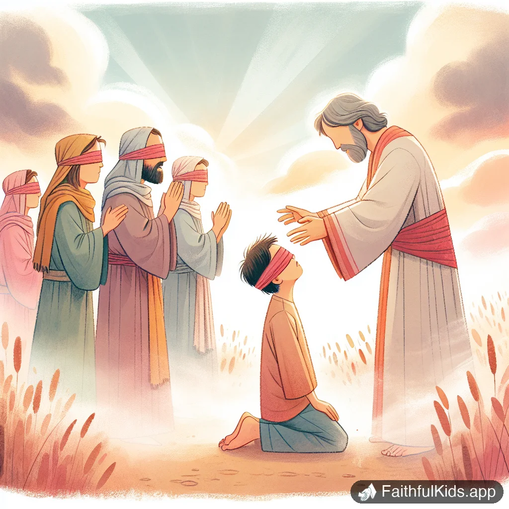 Healing the Blind Man for Kids: Bible Story Explained Simply - Key Moment Illustration