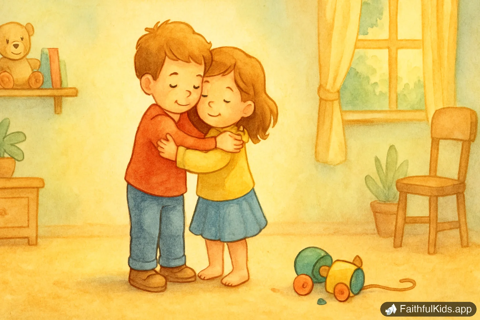 How to Explain Forgiveness to a Child (Scripts + Steps) - Bible Story Illustration
