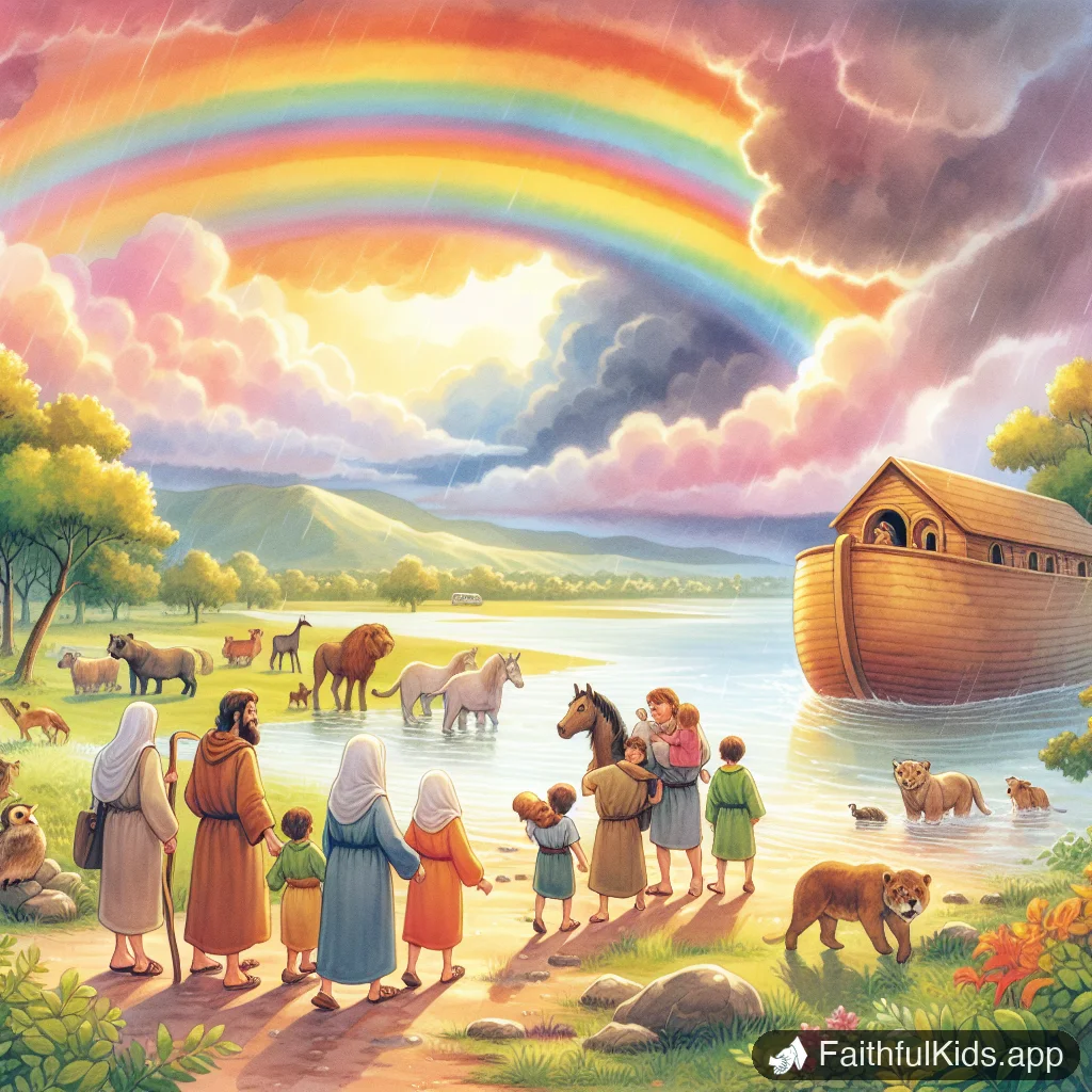 Noah and the Great Flood for Kids: Bible Story Explained Simply - Key Moment Illustration
