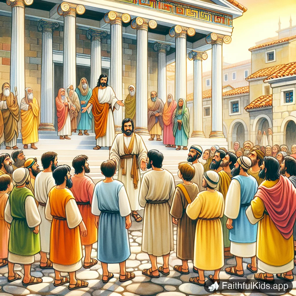 Illustration from Paul in Athens for Kids: Bible Story Explained Simply