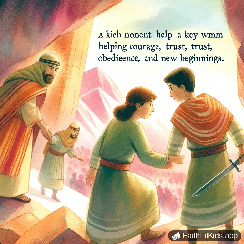 Rahab and the Spies for Kids: Bible Story Explained Simply - Key Moment Illustration