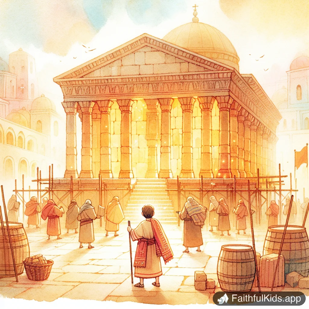 Rebuilding the Temple for Kids: Bible Story Explained Simply - Key Moment Illustration