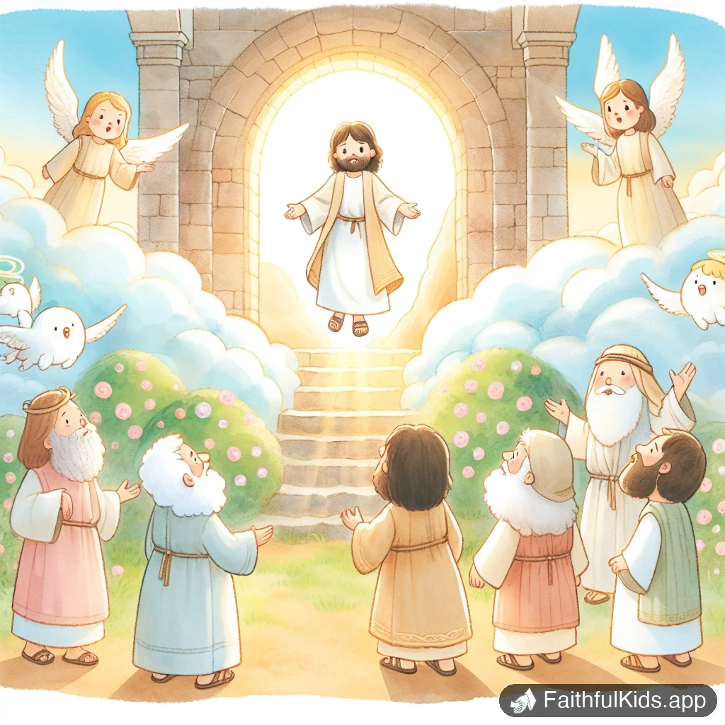 Illustration from The Ascension for Kids: Bible Story Explained Simply