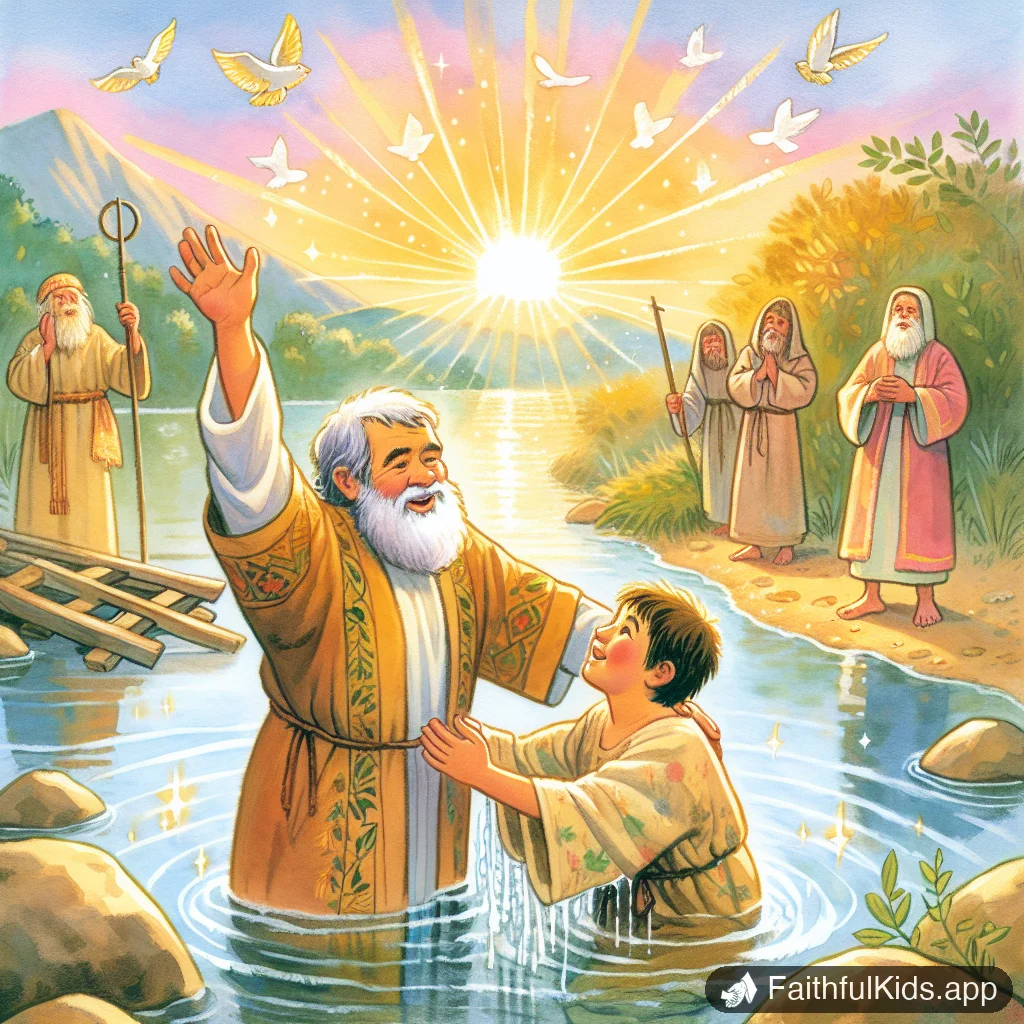 The Baptism of Jesus for Kids: Bible Story Explained Simply - Key Moment Illustration