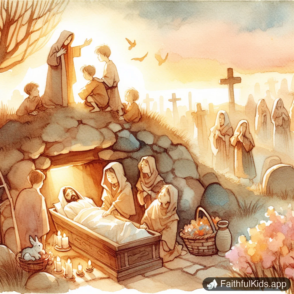 The Burial for Kids: Bible Story Explained Simply - Key Moment Illustration