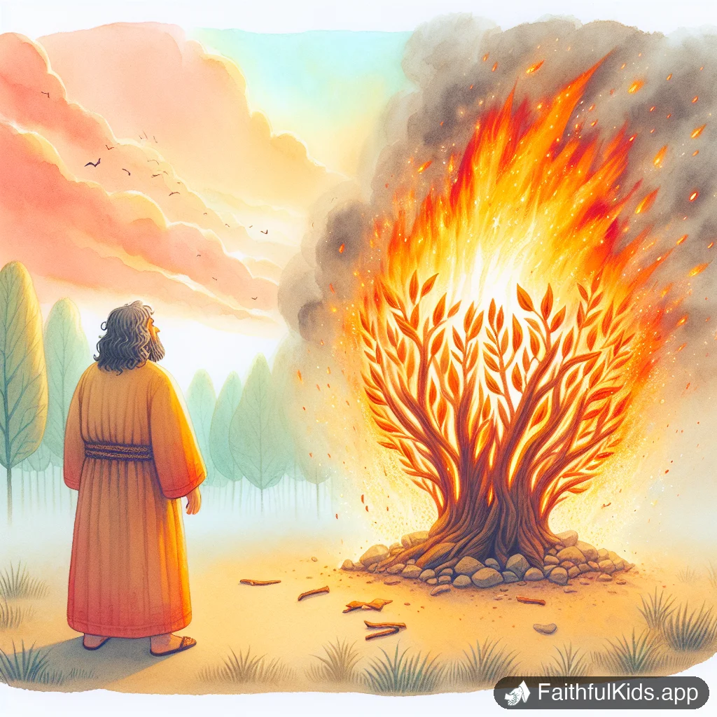 The Burning Bush for Kids: Bible Story Explained Simply - Key Moment Illustration