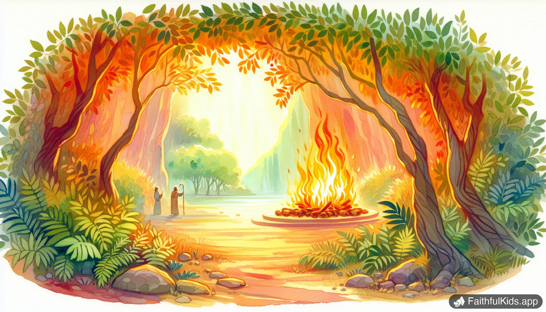 The Burning Bush for Kids: Bible Story Explained Simply - Bible Story Illustration