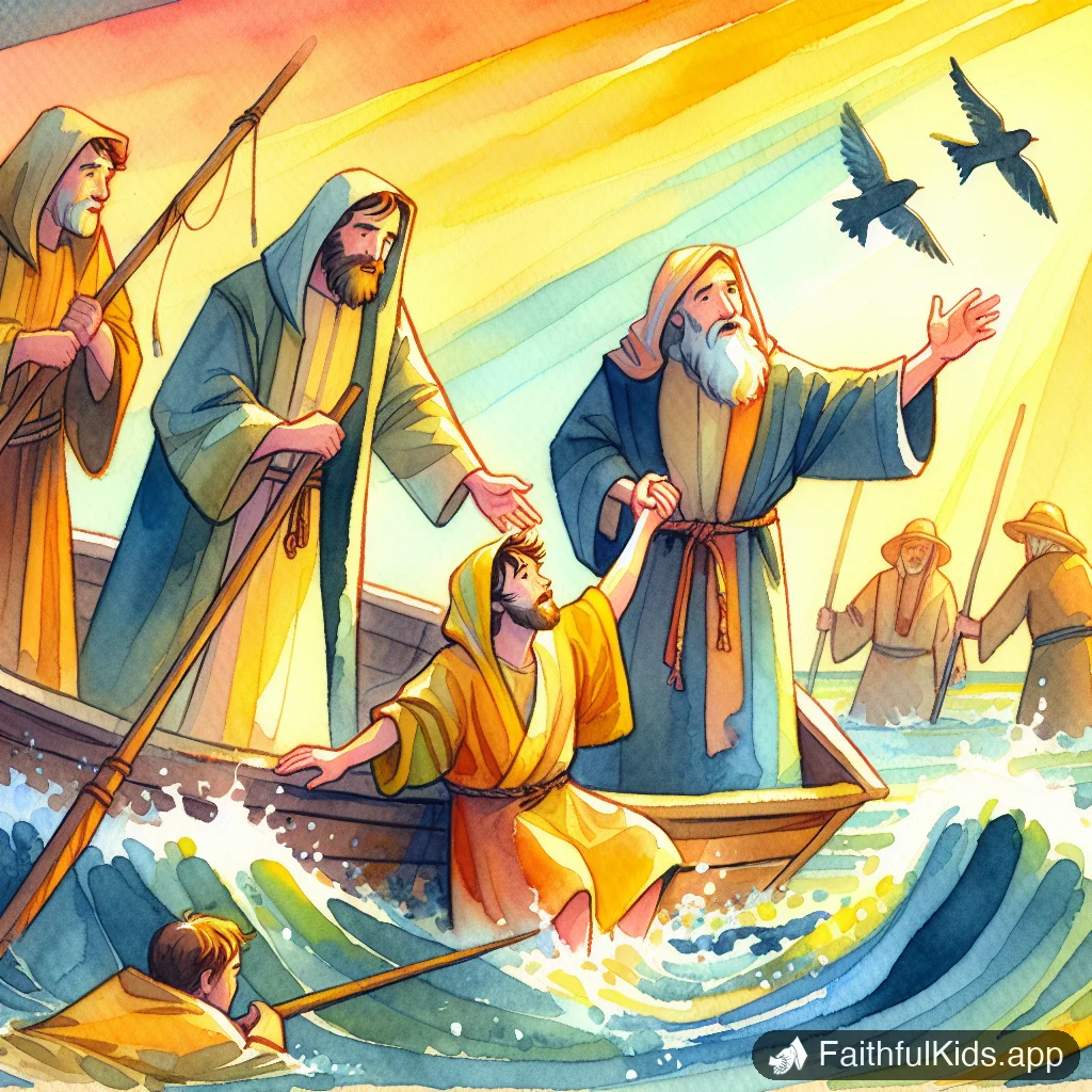 The Four Fishermen for Kids: Bible Story Explained Simply - Key Moment Illustration