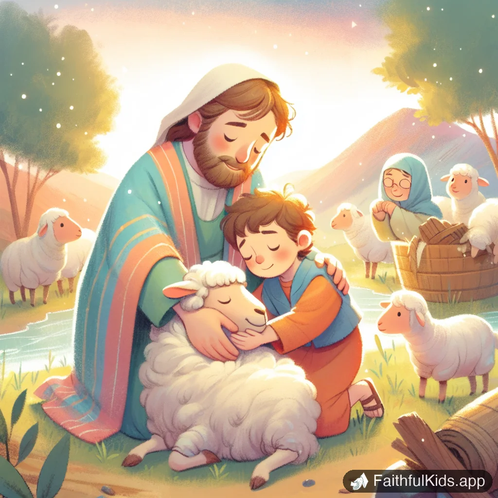 The Lost Sheep for Kids: Bible Story Explained Simply - Key Moment Illustration