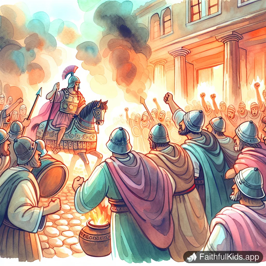 The Riot in Ephesus for Kids: Bible Story Explained Simply - Key Moment Illustration