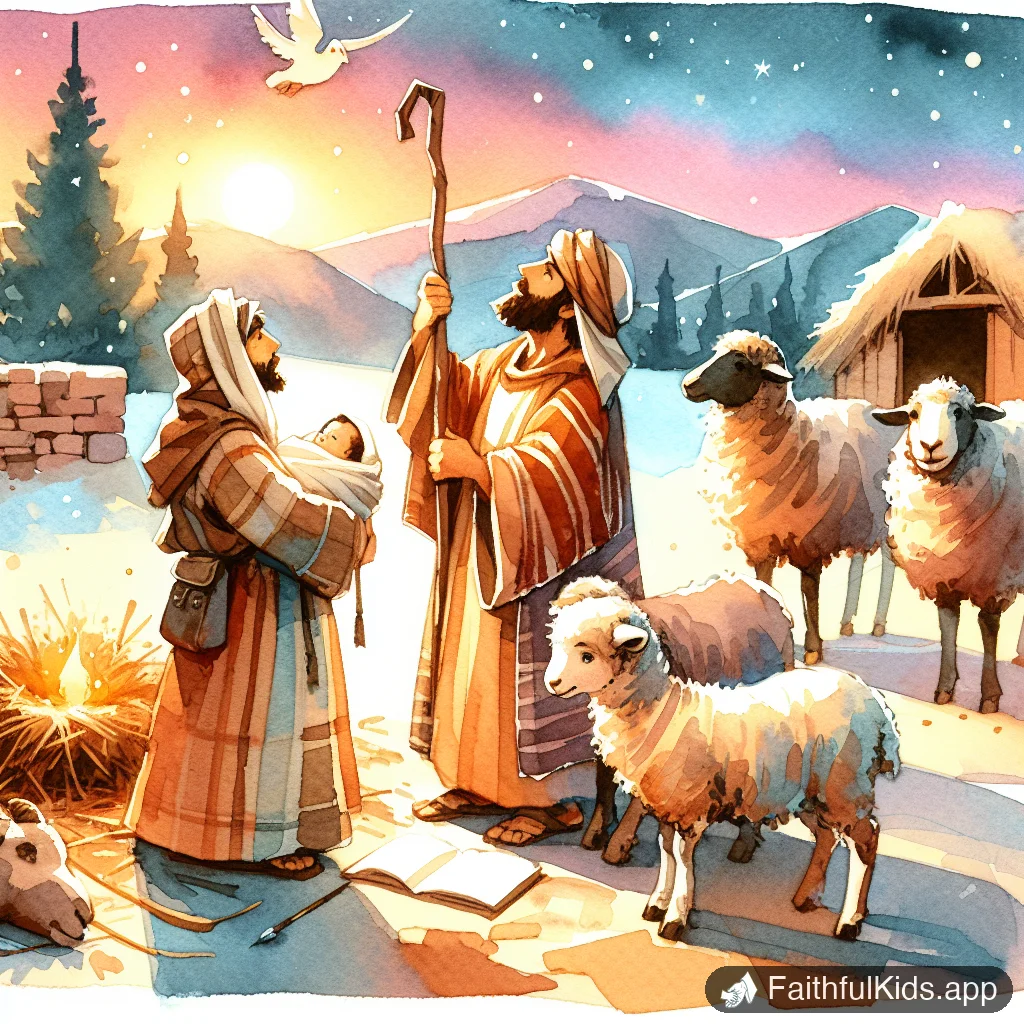 The Shepherds for Kids: Bible Story Explained Simply - Key Moment Illustration
