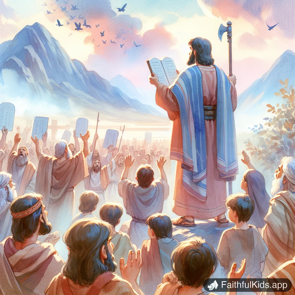 The Ten Commandments for Kids: Bible Story Explained Simply - Key Moment Illustration