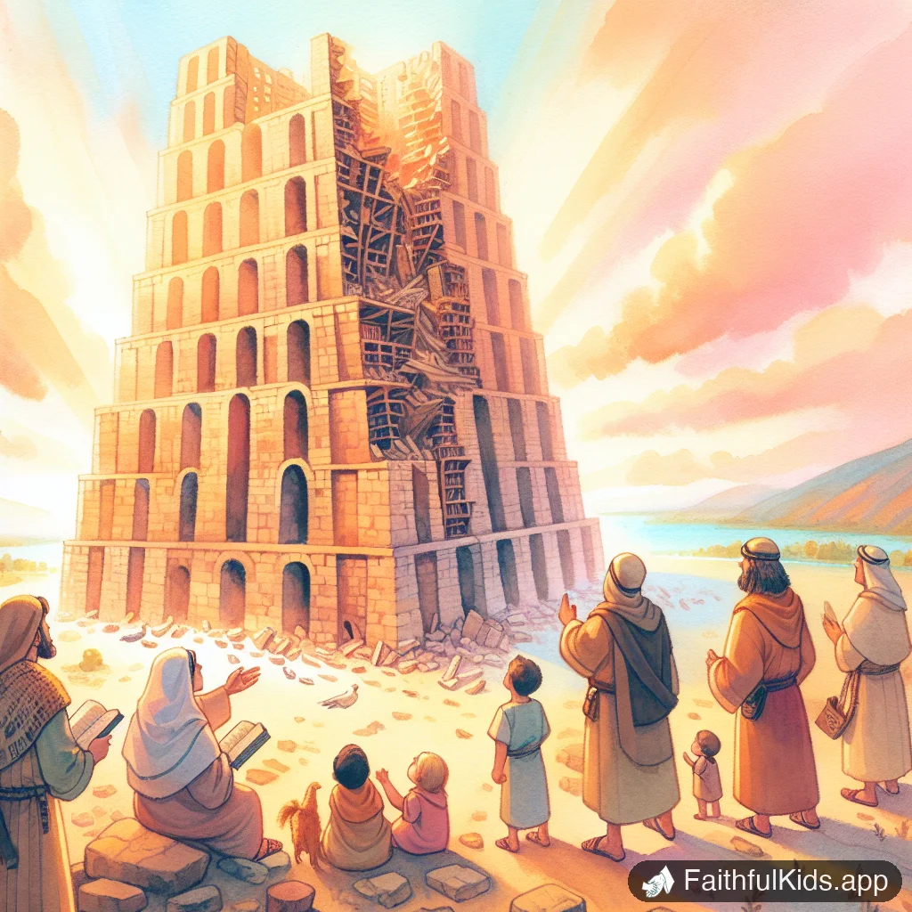 The Tower of Babel for Kids: Bible Story Explained Simply - Key Moment Illustration