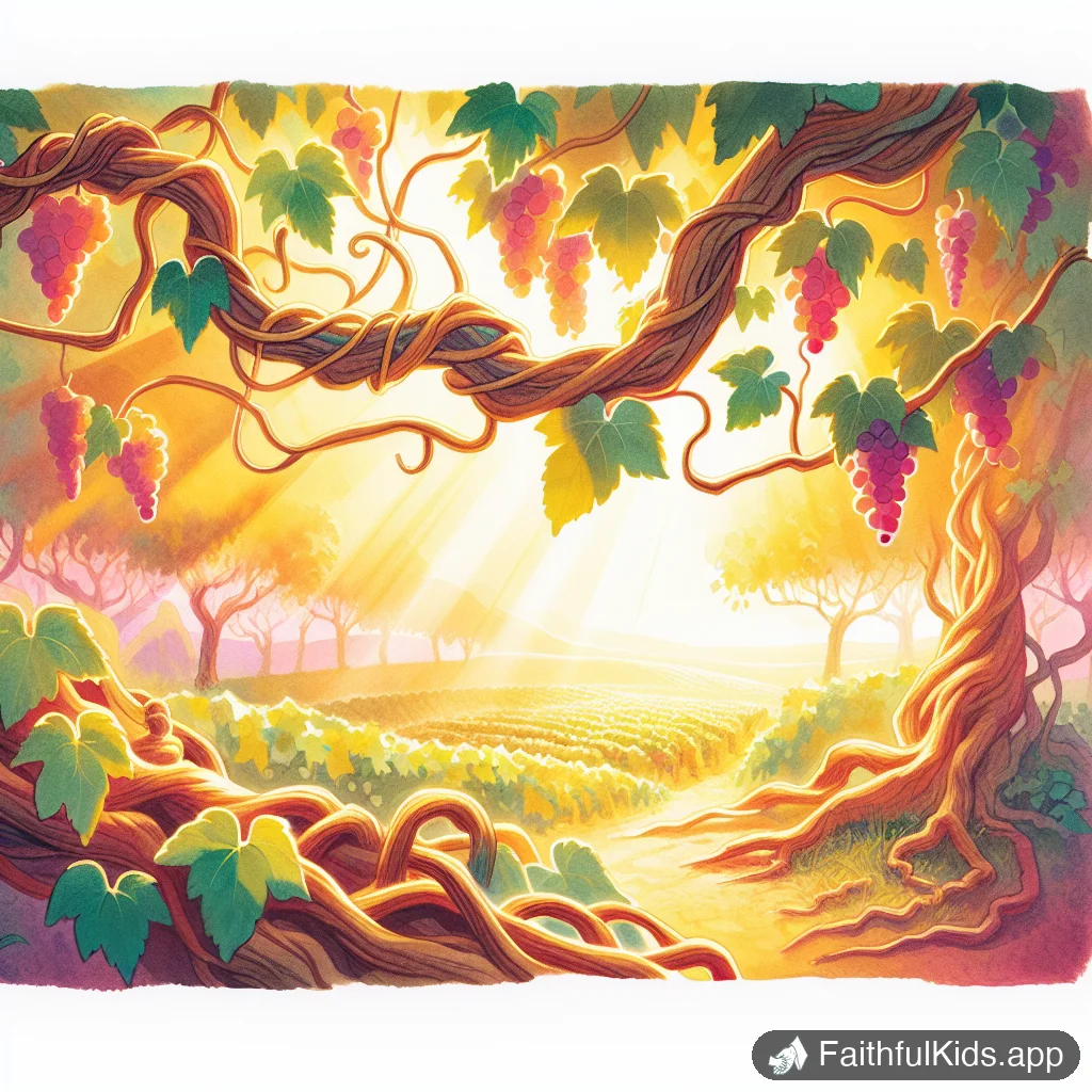 The Vine and the Branches for Kids: Bible Story Explained Simply - Key Moment Illustration