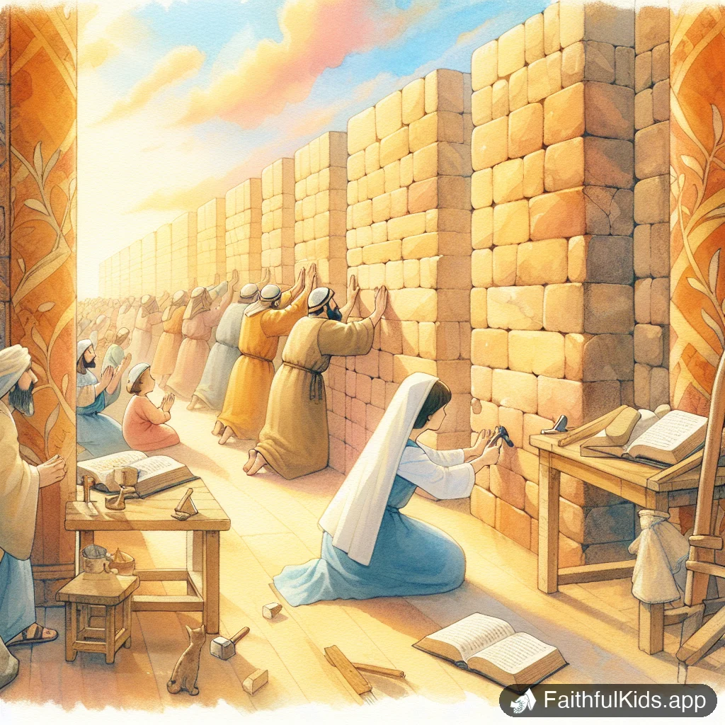The Wall is Finished for Kids: Bible Story Explained Simply - Key Moment Illustration