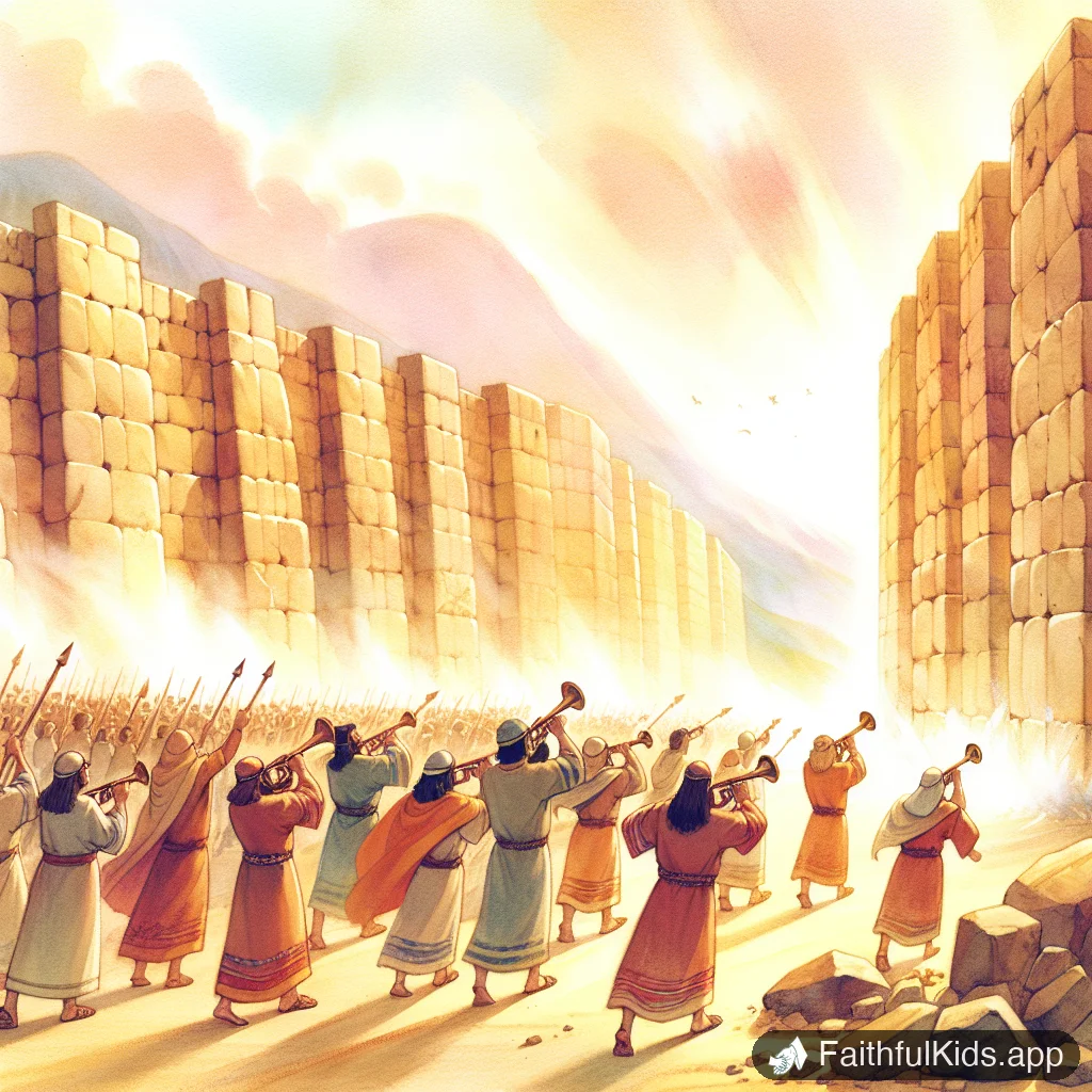 The Walls of Jericho for Kids: Bible Story Explained Simply - Key Moment Illustration