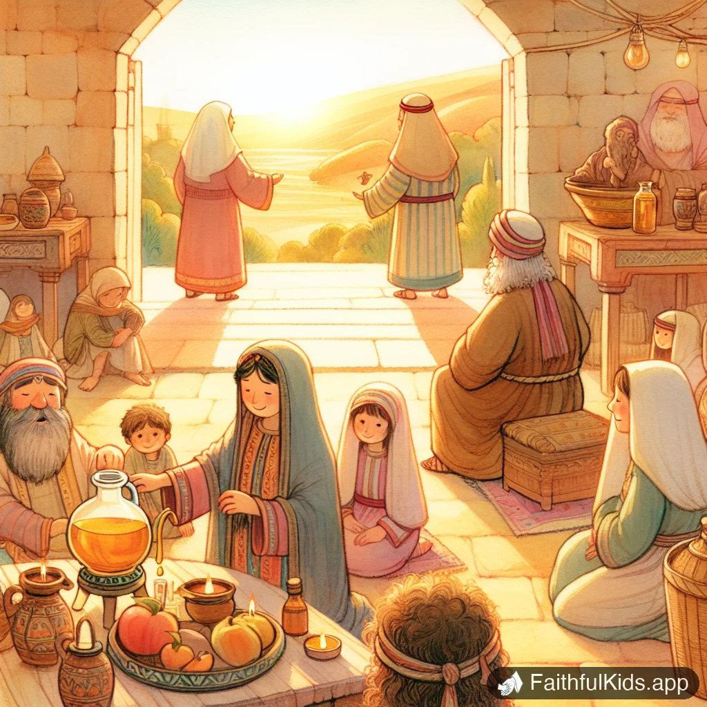 Illustration from The Widows Oil for Kids: Bible Story Explained Simply