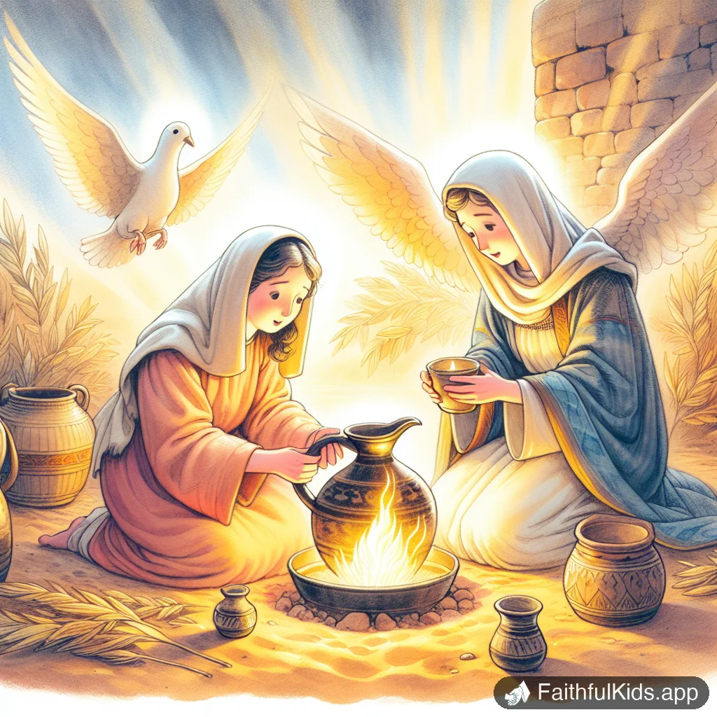 The Widows Oil for Kids: Bible Story Explained Simply - Key Moment Illustration