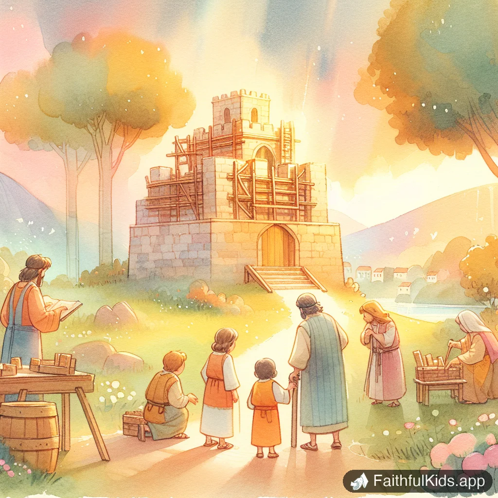 The Wise and Foolish Builders for Kids: Bible Story Explained Simply - Key Moment Illustration