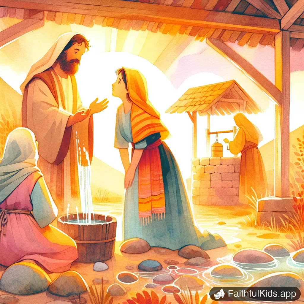 The Woman at the Well for Kids: Bible Story Explained Simply - Key Moment Illustration