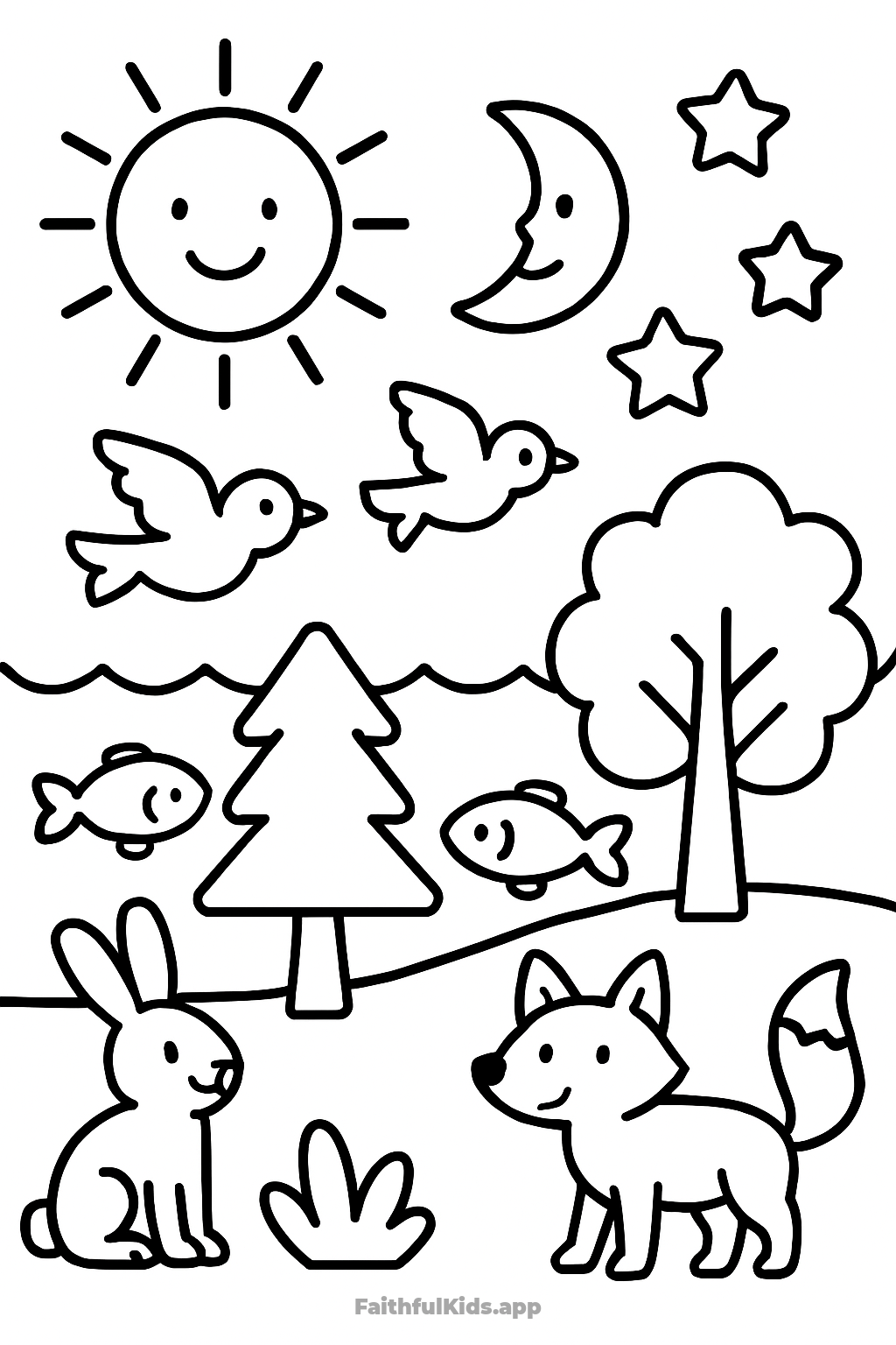 Creation Bible coloring page for kids — free printable