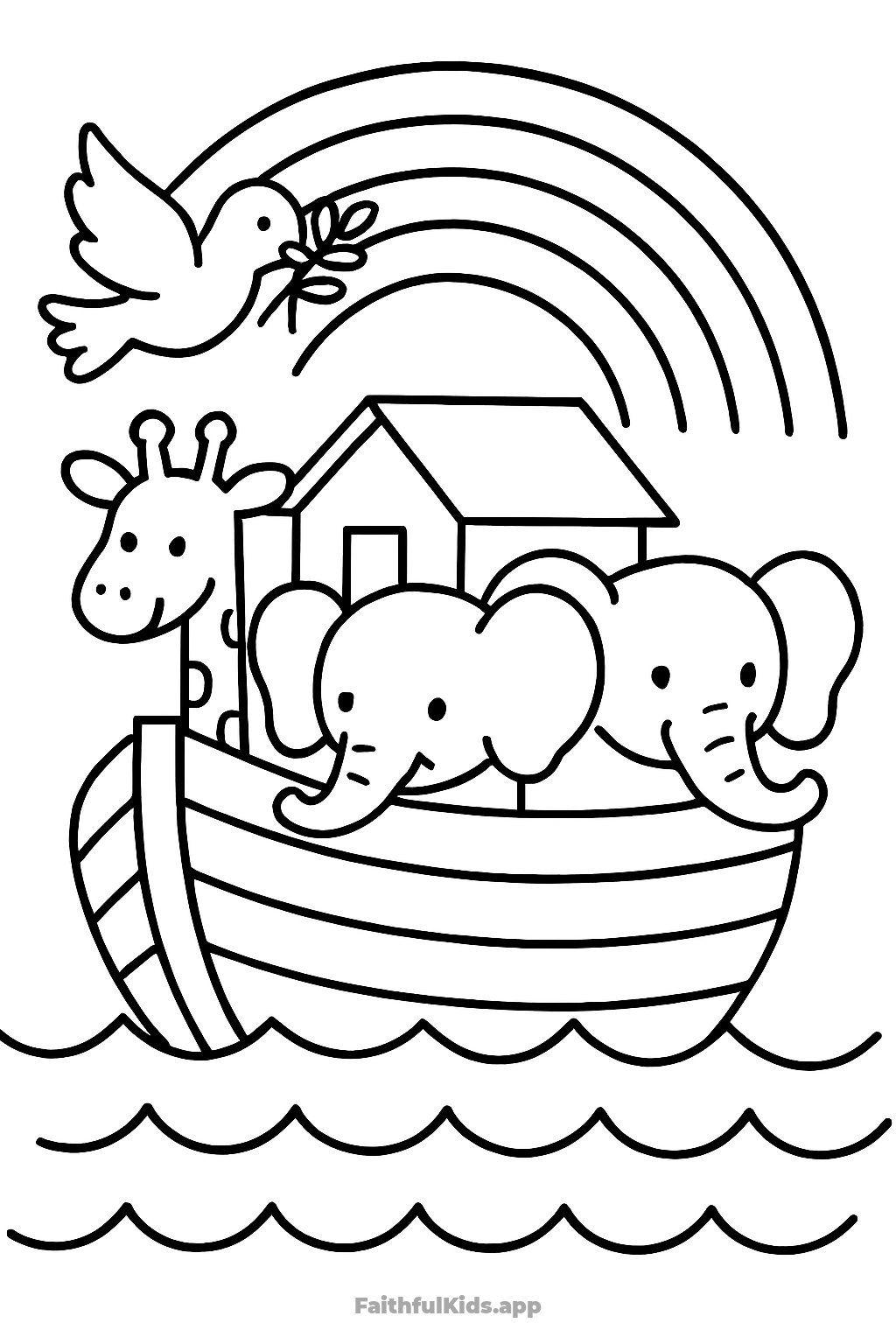 Noah's Ark Bible coloring page for kids — free printable