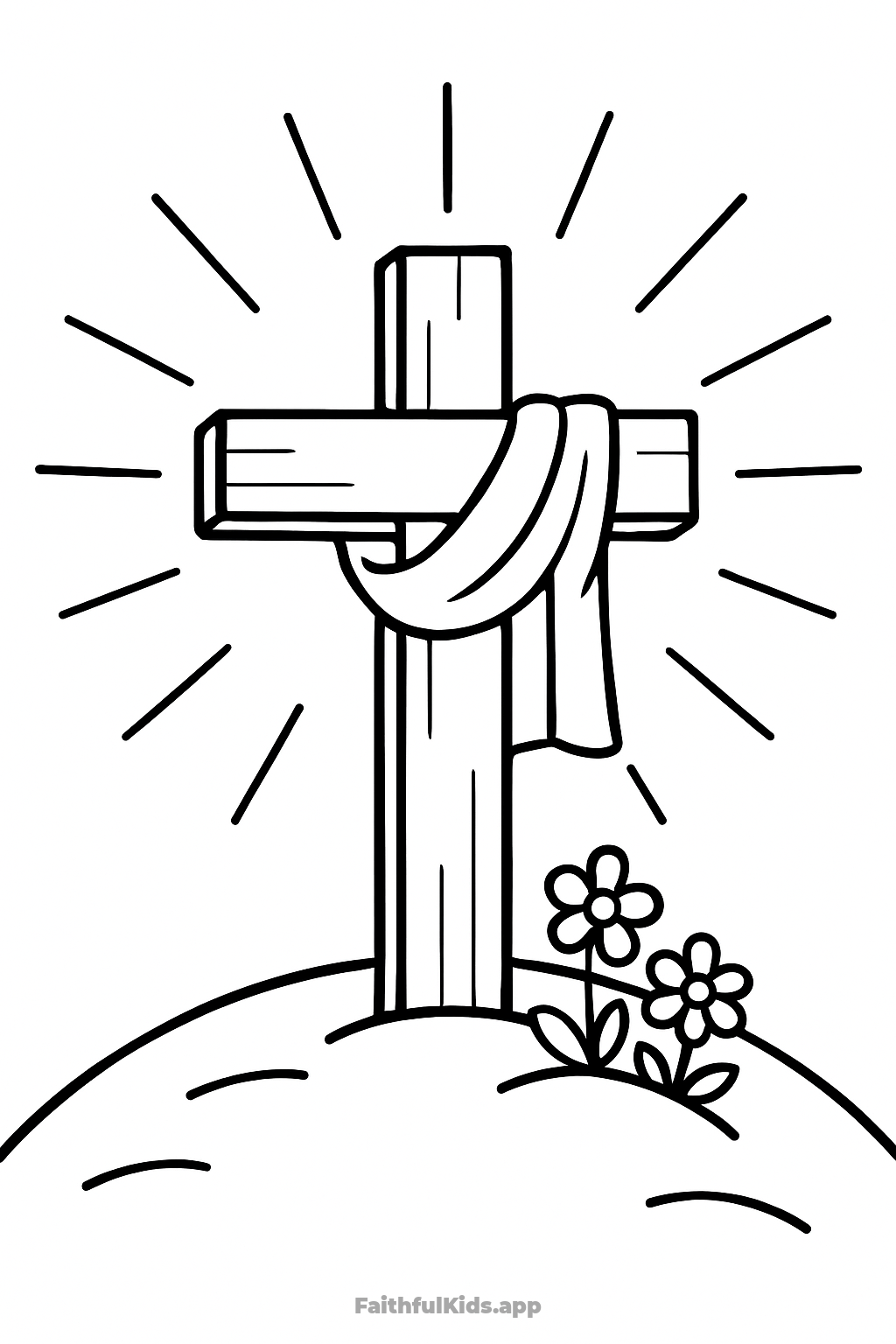 The Cross Bible coloring page for kids — free printable