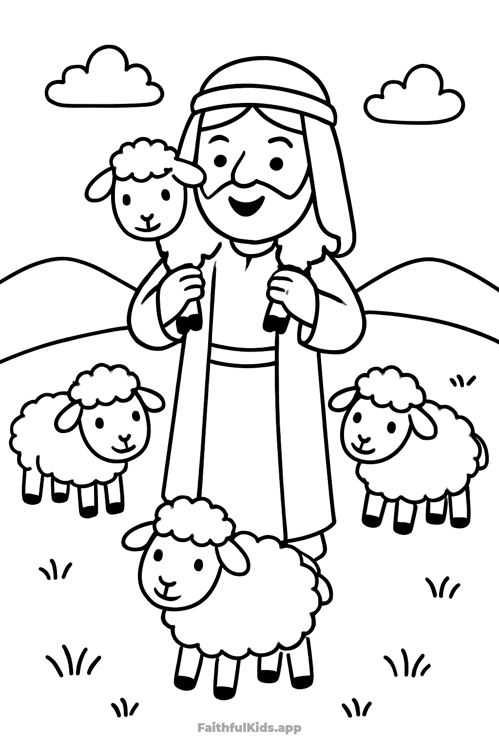 The Good Shepherd Bible coloring page for kids — free printable