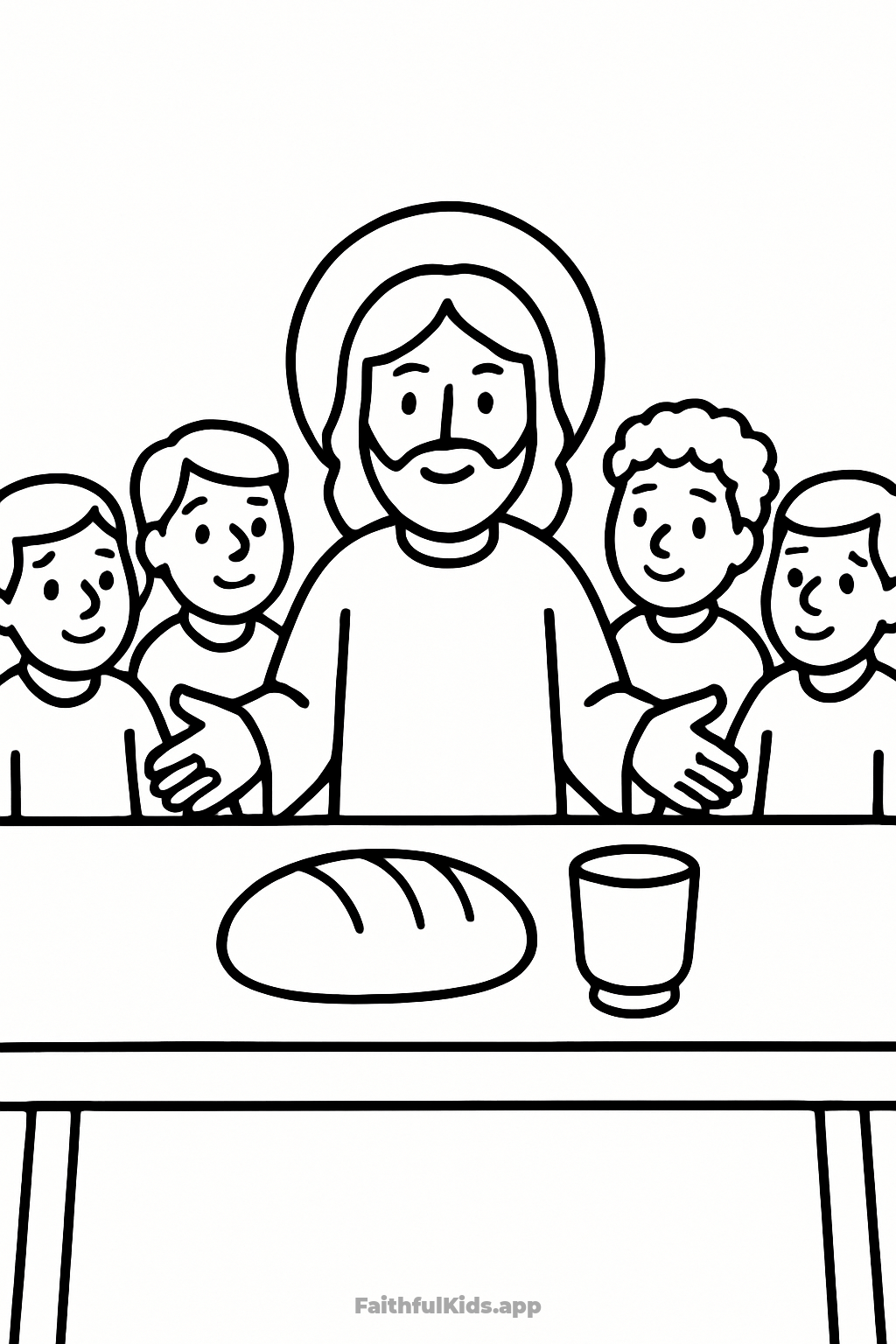 The Last Supper Bible coloring page for kids — free printable