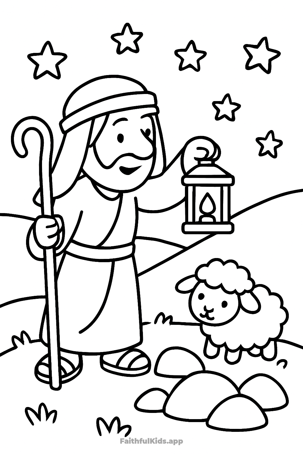 The Lost Sheep Bible coloring page for kids — free printable