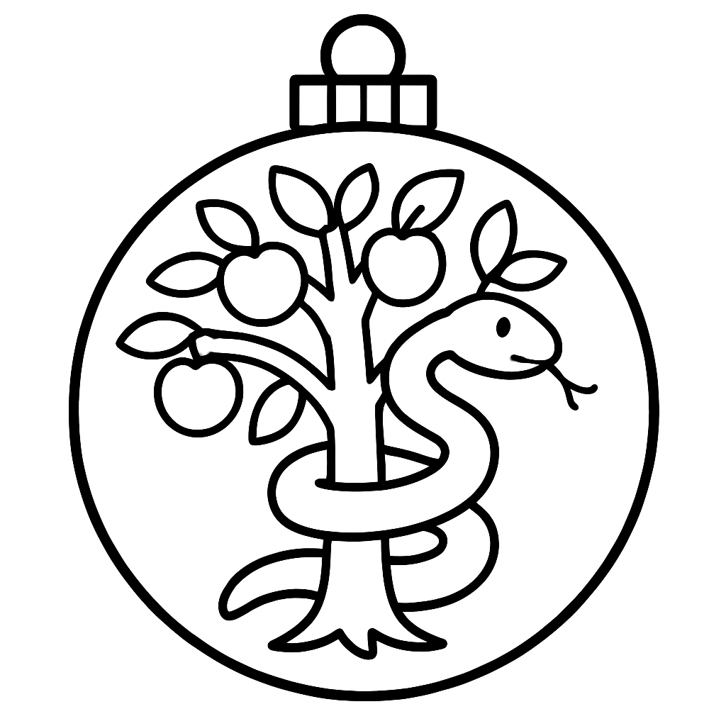 The Tree and the Fall — printable Jesse Tree ornament to color (Genesis 3:1-15)