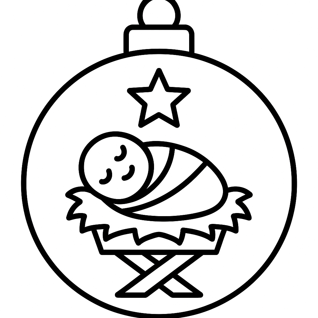 The Manger — printable Jesse Tree ornament to color (Luke 2:1-20)
