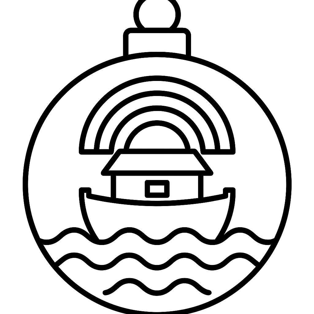 Noah's Ark — printable Jesse Tree ornament to color (Genesis 6:11-22; 9:8-17)